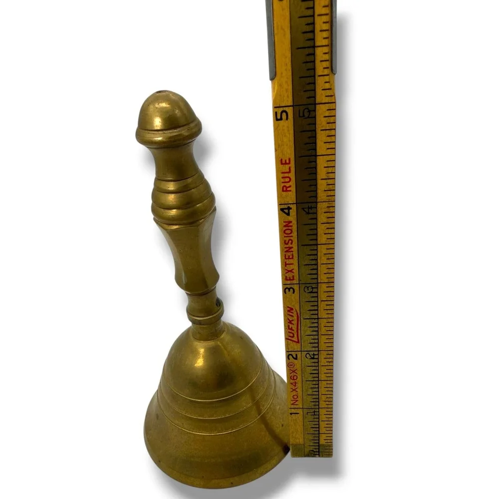 Vintage Solid Brass Hand Bell Made in India Decorative Service Reception Desk